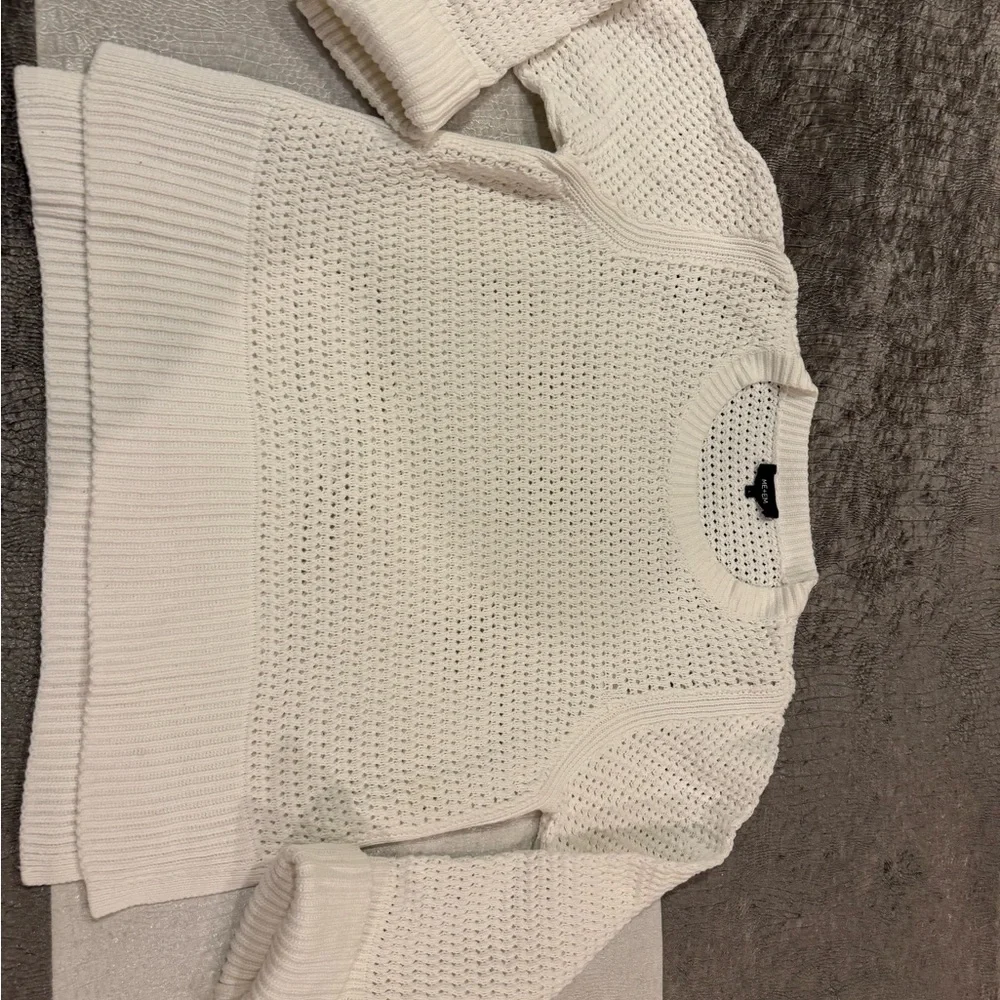 ME+EM White Open-Knit Cotton Sweater Tagged size L, fits more like S-M (!) - Picture 12 of 12